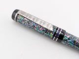 Ragazzone in Black Starflake Abalone w/ Solid Black Resin - Damascus Steel