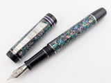 Ragazzone in Black Starflake Abalone w/ Solid Black Resin - Damascus Steel