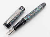 Ragazzone in Black Starflake Abalone w/ Solid Black Resin - Damascus Steel