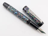 Ragazzone in Black Starflake Abalone w/ Solid Black Resin - Damascus Steel