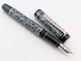 Ragazzone in Black Starflake Abalone w/ Solid Black Resin - Damascus Steel