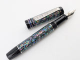 Ragazzone in Black Starflake Abalone w/ Solid Black Resin - Damascus Steel