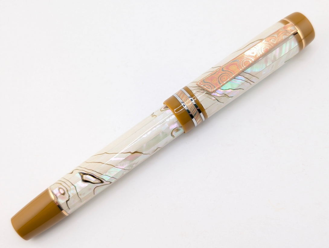 Ragazzone il Re in Light Mexican Green Abalone w/ Caramel Pecan Resin - Mokume Gane
